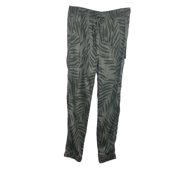 NWT C&C California Lyocell Green Fern Palm Print Pull On Joggers Drawstring XS - Picture 1 of 8
